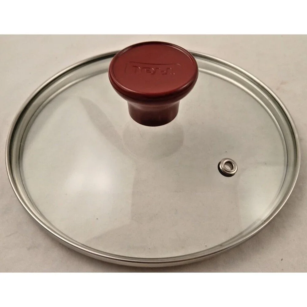 T-Fal Red Knob Glass Vented Replacement Lid Only-Inner Appx 6 3/4, Outer Appx 7